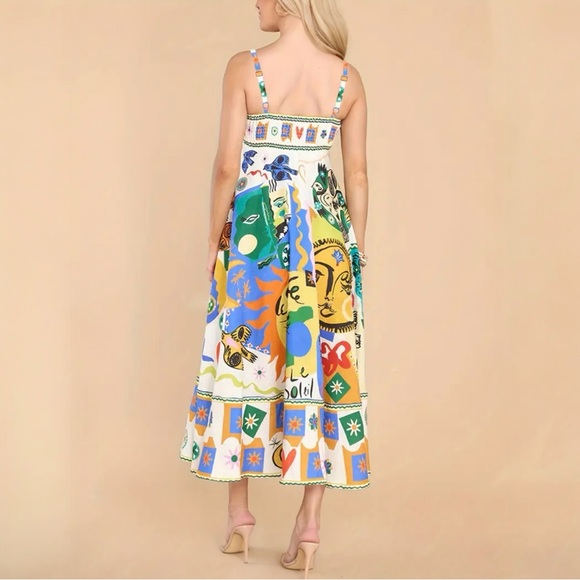 Boho Tropical Summers Full Skirt. Sundress, Mixed Media Luxury Print. Large - Picture 2 of 7